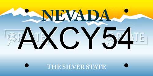 AXCY54 Nevada License Plate