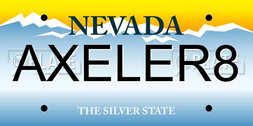 AXELER8 Nevada License Plate