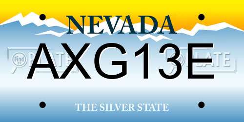 AXG13E Nevada License Plate
