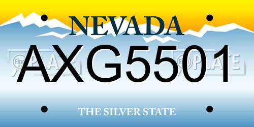 AXG5501 Nevada License Plate
