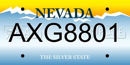AXG8801 Nevada License Plate