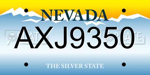 AXJ9350 Nevada License Plate