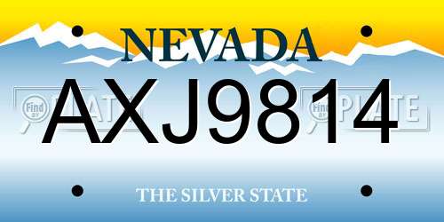 AXJ9814 Nevada License Plate