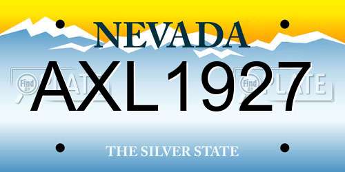 AXL1927 Nevada License Plate
