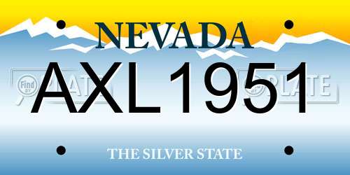 AXL1951 Nevada License Plate