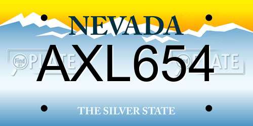 AXL654 Nevada License Plate