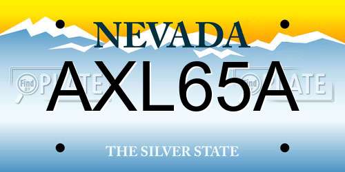 AXL65A Nevada License Plate