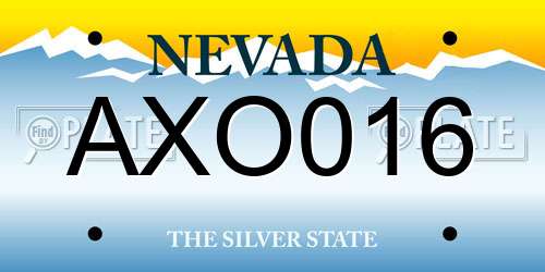 AXO016 Nevada License Plate