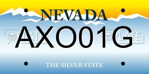 AXO01G Nevada License Plate