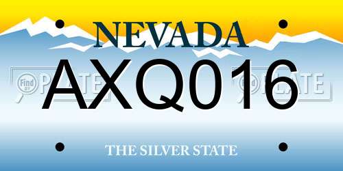 AXQ016 Nevada License Plate