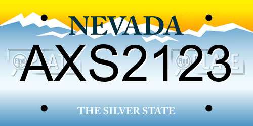 AXS2123 Nevada License Plate