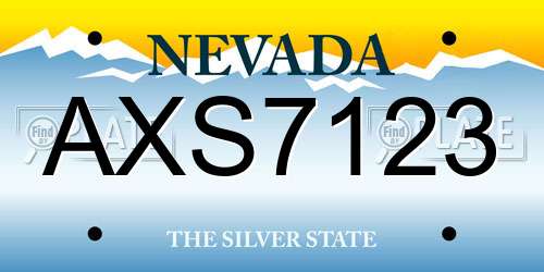 AXS7123 Nevada License Plate