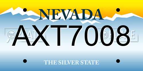 AXT7008 Nevada License Plate