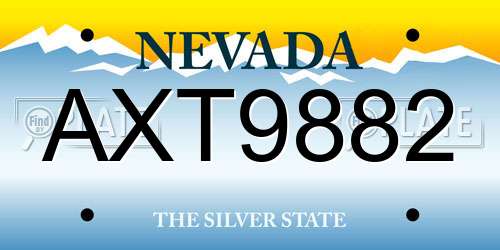 AXT9882 Nevada License Plate