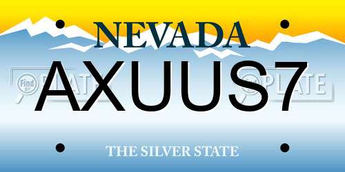 AXUUS7 Nevada License Plate