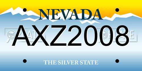AXZ2008 Nevada License Plate