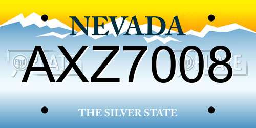 AXZ7008 Nevada License Plate