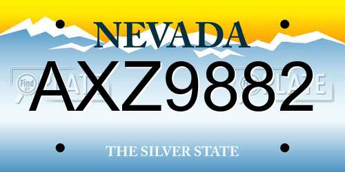 AXZ9882 Nevada License Plate