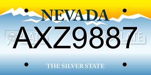 AXZ9887 Nevada License Plate