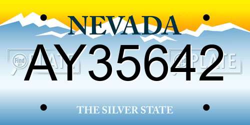 AY35642 Nevada License Plate