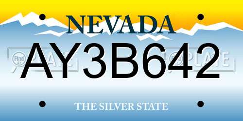 AY3B642 Nevada License Plate