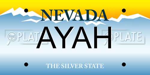 AYAH Nevada License Plate