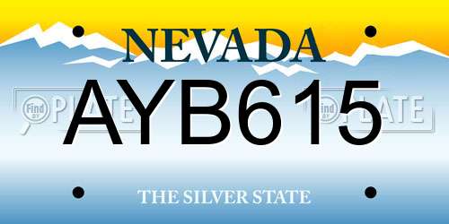 AYB615 Nevada License Plate