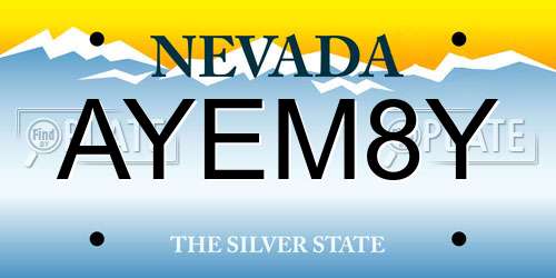 AYEM8Y Nevada License Plate