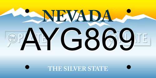 AYG869 Nevada License Plate