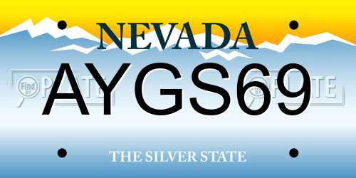 AYGS69 Nevada License Plate