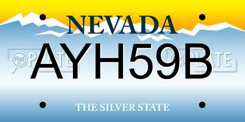 AYH59B Nevada License Plate
