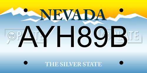 AYH89B Nevada License Plate