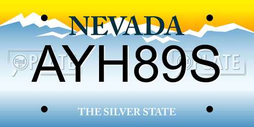 AYH89S Nevada License Plate