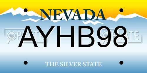 AYHB98 Nevada License Plate