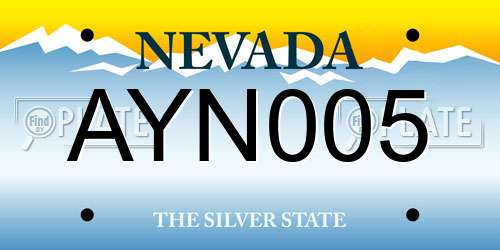 AYN005 Nevada License Plate