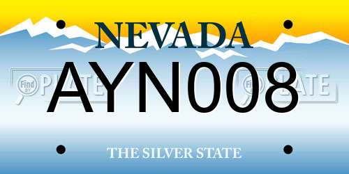 AYN008 Nevada License Plate