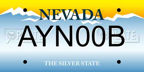 AYN00B Nevada License Plate