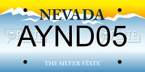 AYND05 Nevada License Plate