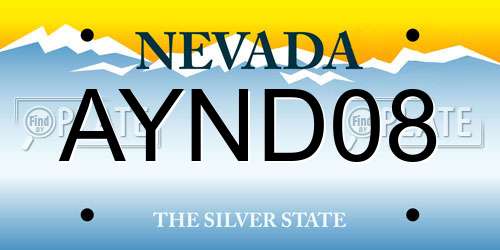 AYND08 Nevada License Plate