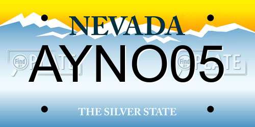 AYNO05 Nevada License Plate