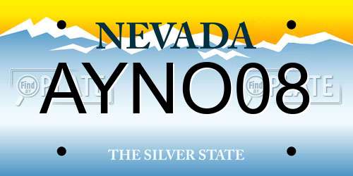 AYNO08 Nevada License Plate
