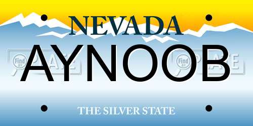 AYNOOB Nevada License Plate