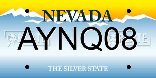 AYNQ08 Nevada License Plate