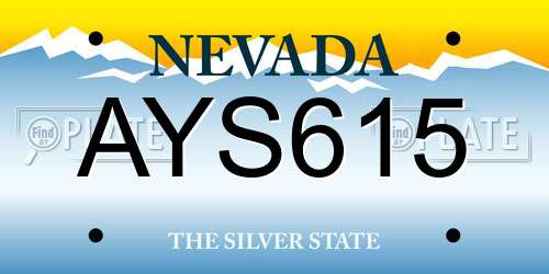 AYS615 Nevada License Plate
