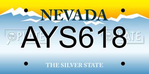 AYS618 Nevada License Plate