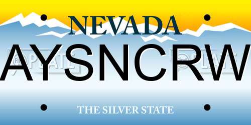 AYSNCRW Nevada License Plate