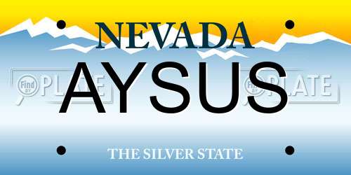 AYSUS Nevada License Plate