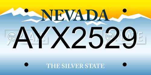 AYX2529 Nevada License Plate