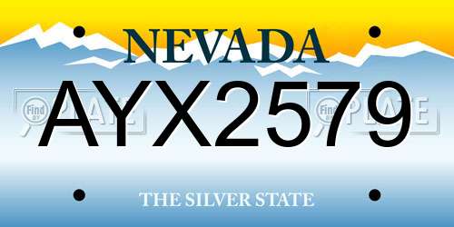 AYX2579 Nevada License Plate