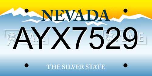 AYX7529 Nevada License Plate